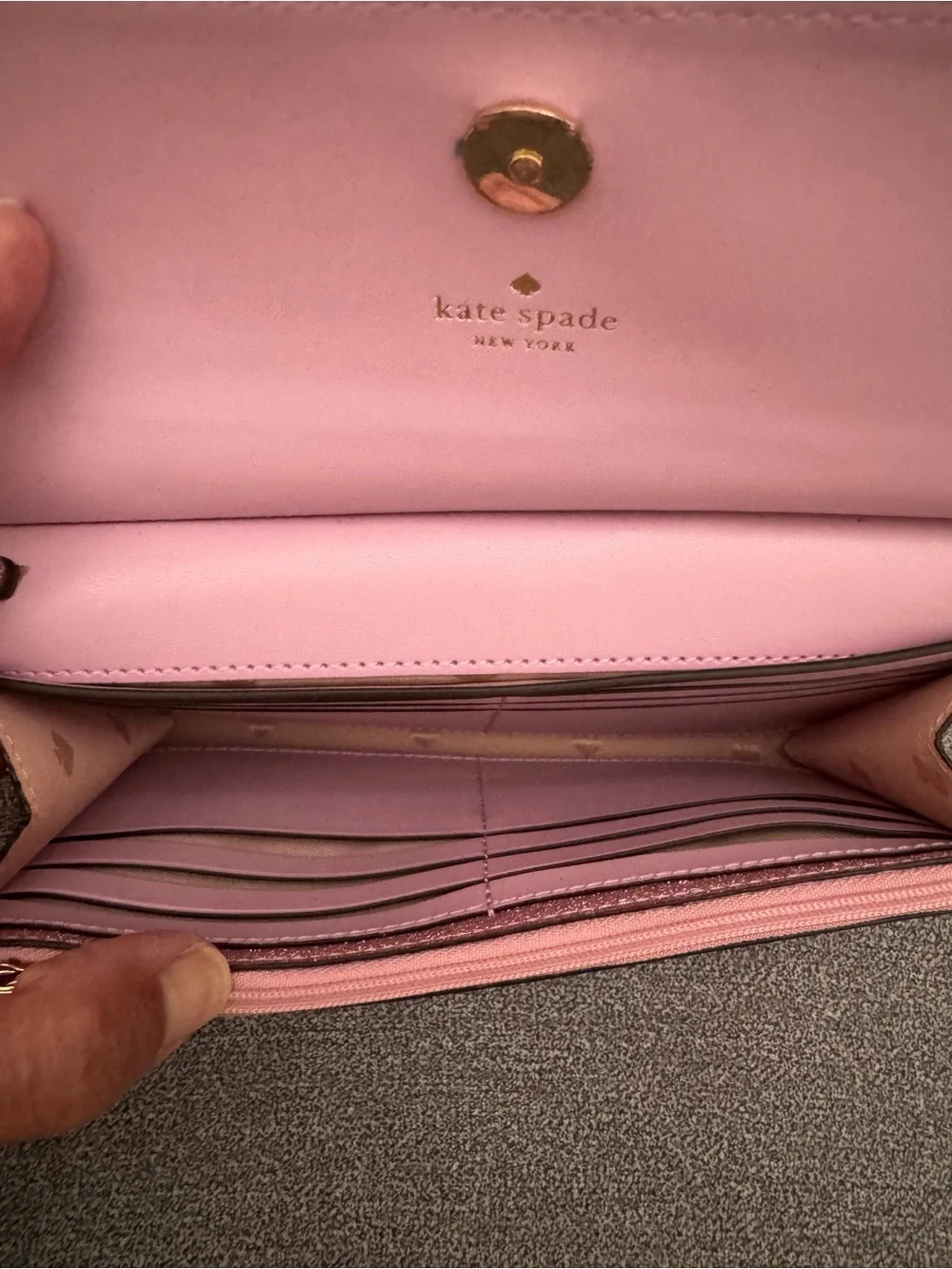 Kate Spade Rose Pink Glitter Wristlet Clutch